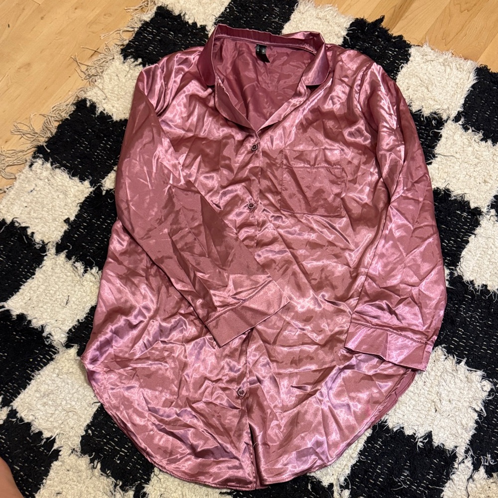 Silky Pink Button-Up Shirt